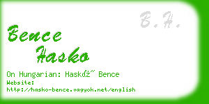 bence hasko business card